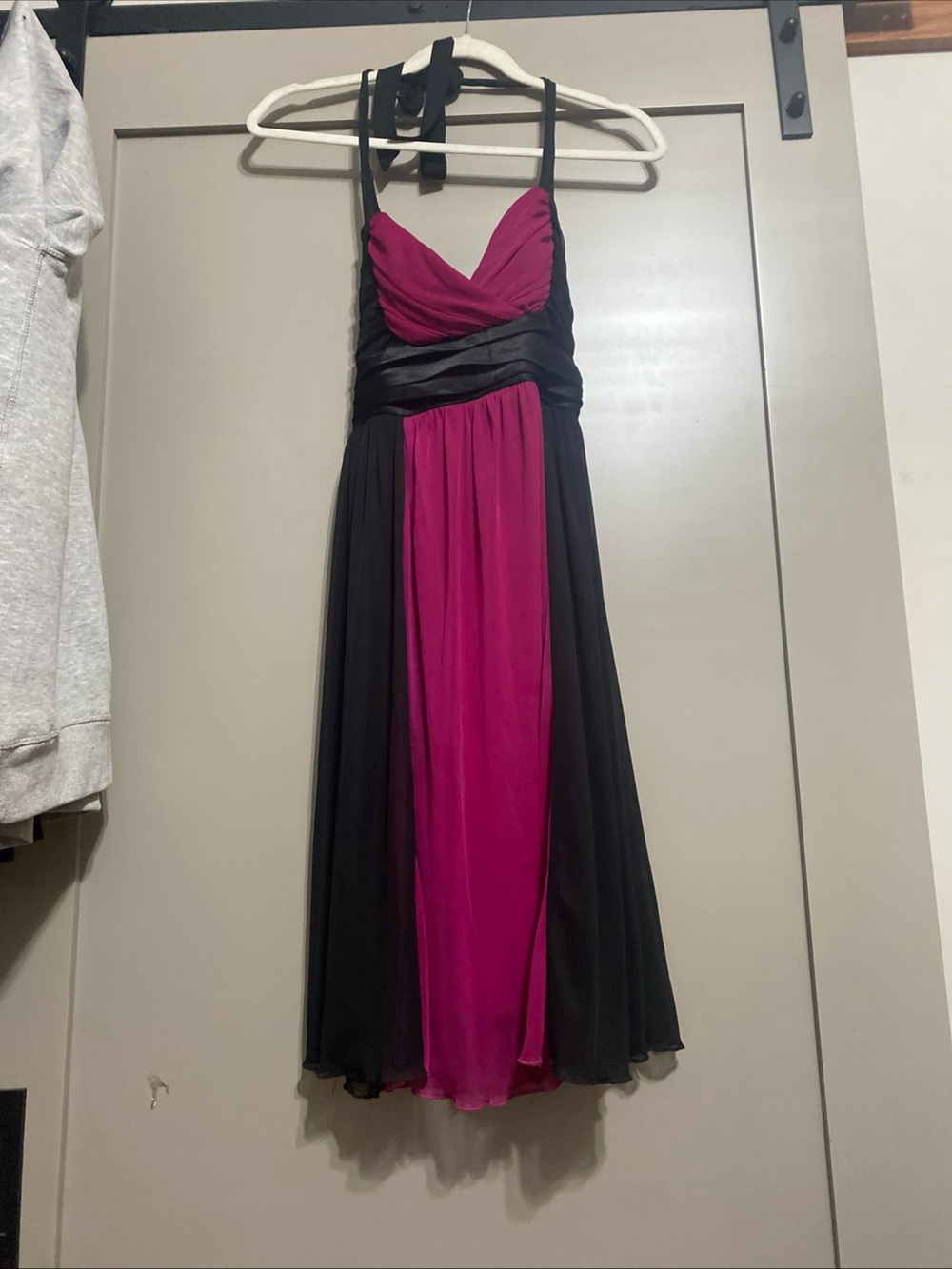 Vintage Y2K City Triangles Black & Pink Halter Dress Size M Whimsigoth Fairy